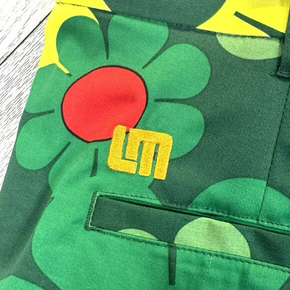 Loudmouth Golf Shorts Mens Size 36 Augusta Green Floral Flat Front 10.5" Inseam - Picture 2 of 4